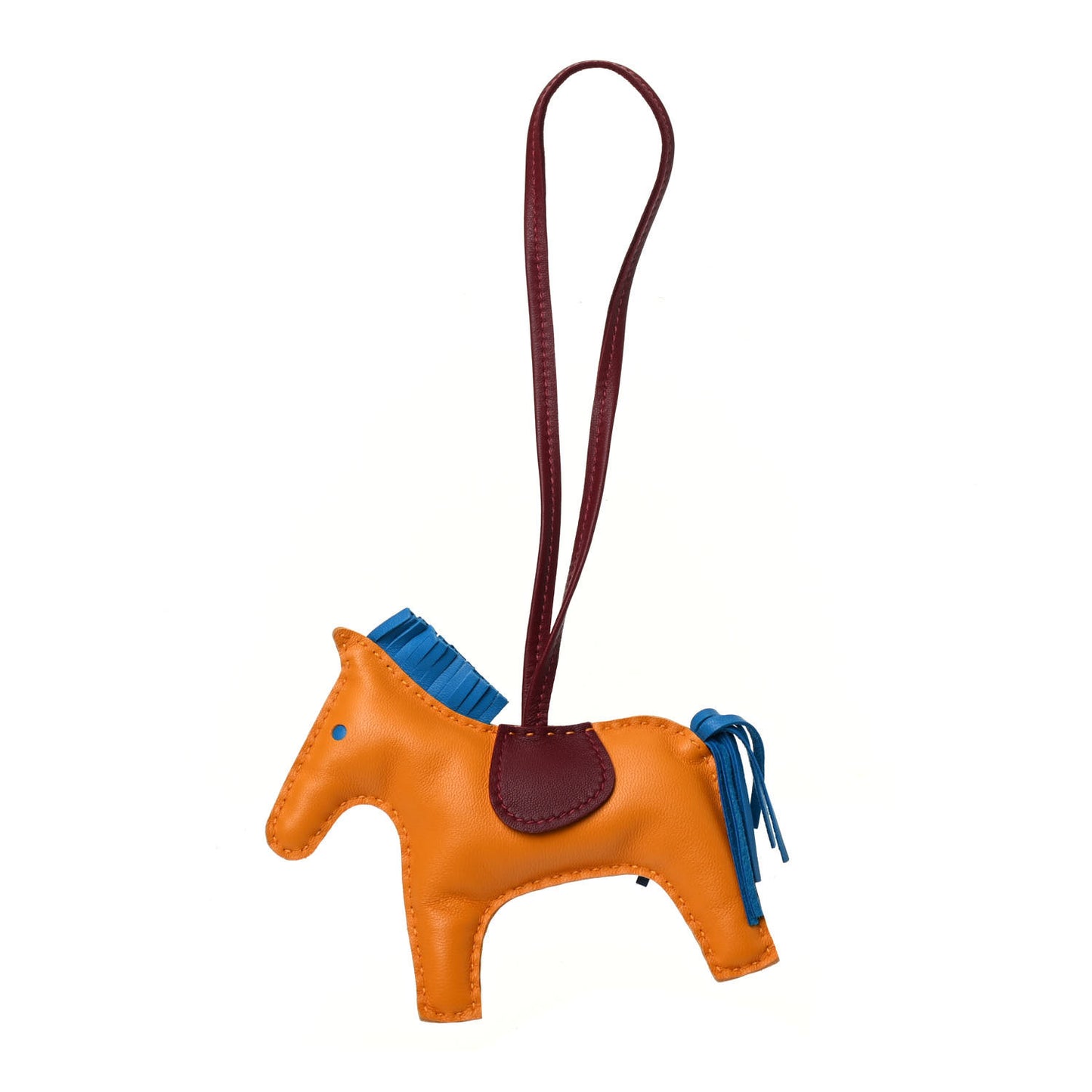 Milo Lambskin Grigri Rodeo Horse Bag Charm MM Jaune D'Or Bleu Zanzibar Rouge H