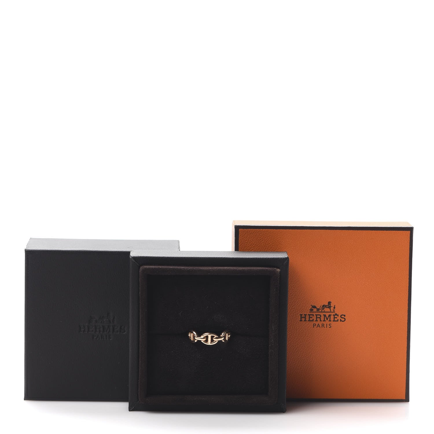 Hermes 18K Rose Gold PM Chaine D'Ancre Enchainee Ring 48 4.5 5 of 5