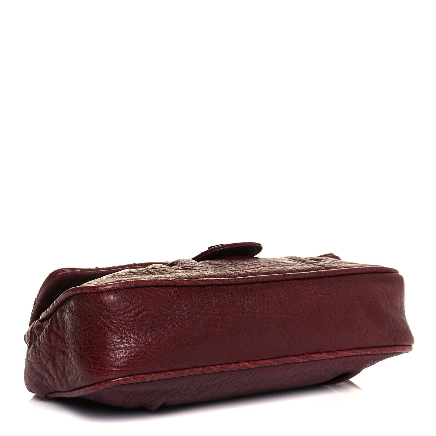 Distressed Lambskin Lady Braid Flap Burgundy