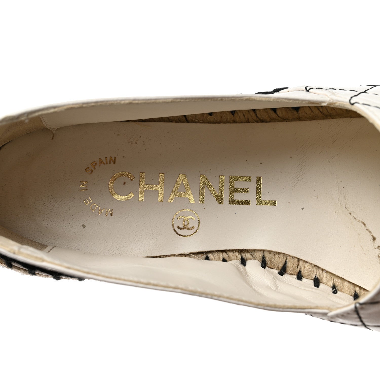 Chanel Lambskin Stitched CC Espadrilles 35 White Black 7 of 13