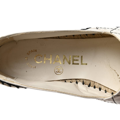Chanel Lambskin Stitched CC Espadrilles 35 White Black 7 of 13