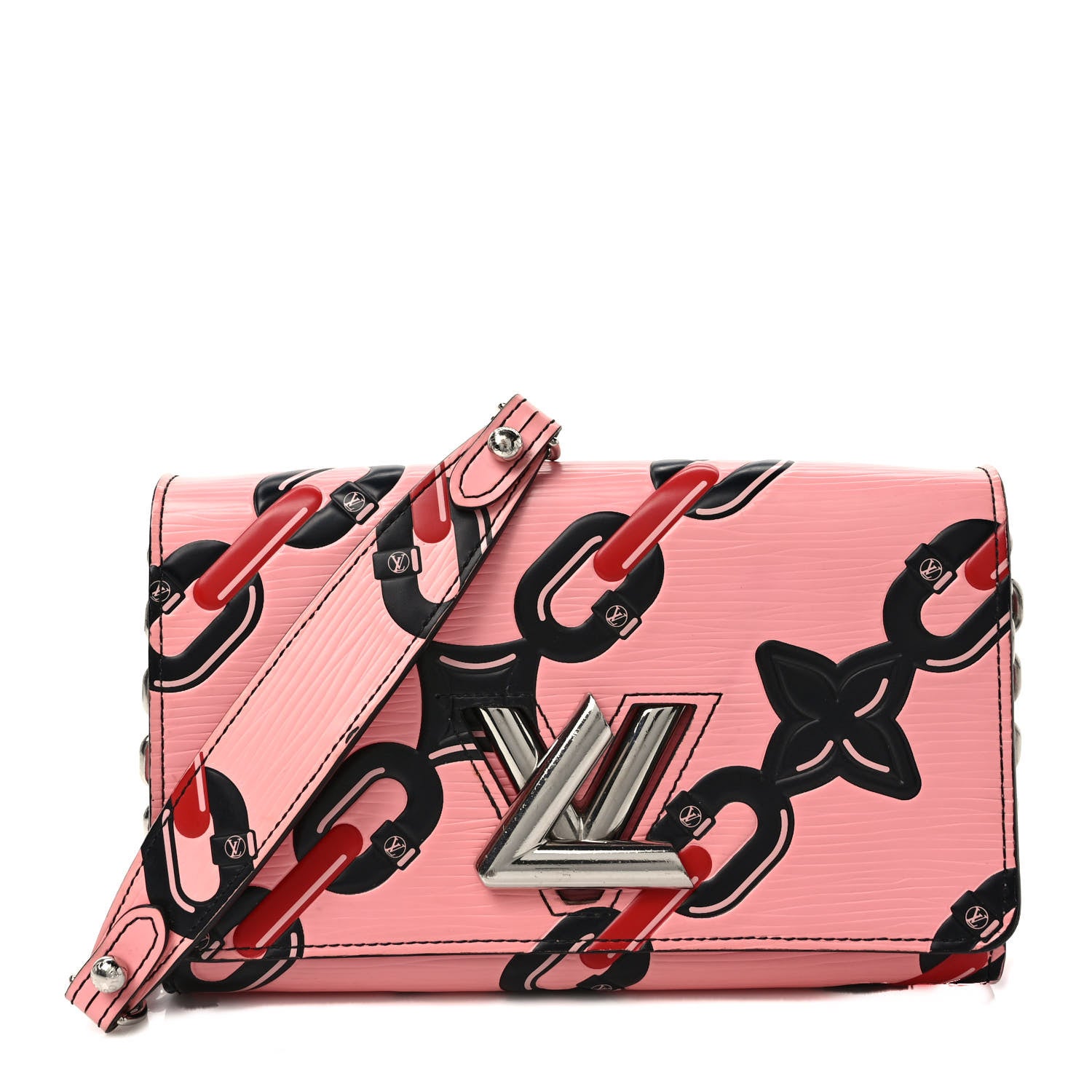 Louis Vuitton Epi Chain Flower Print Twist Chain Wallet Pink 1 of 8