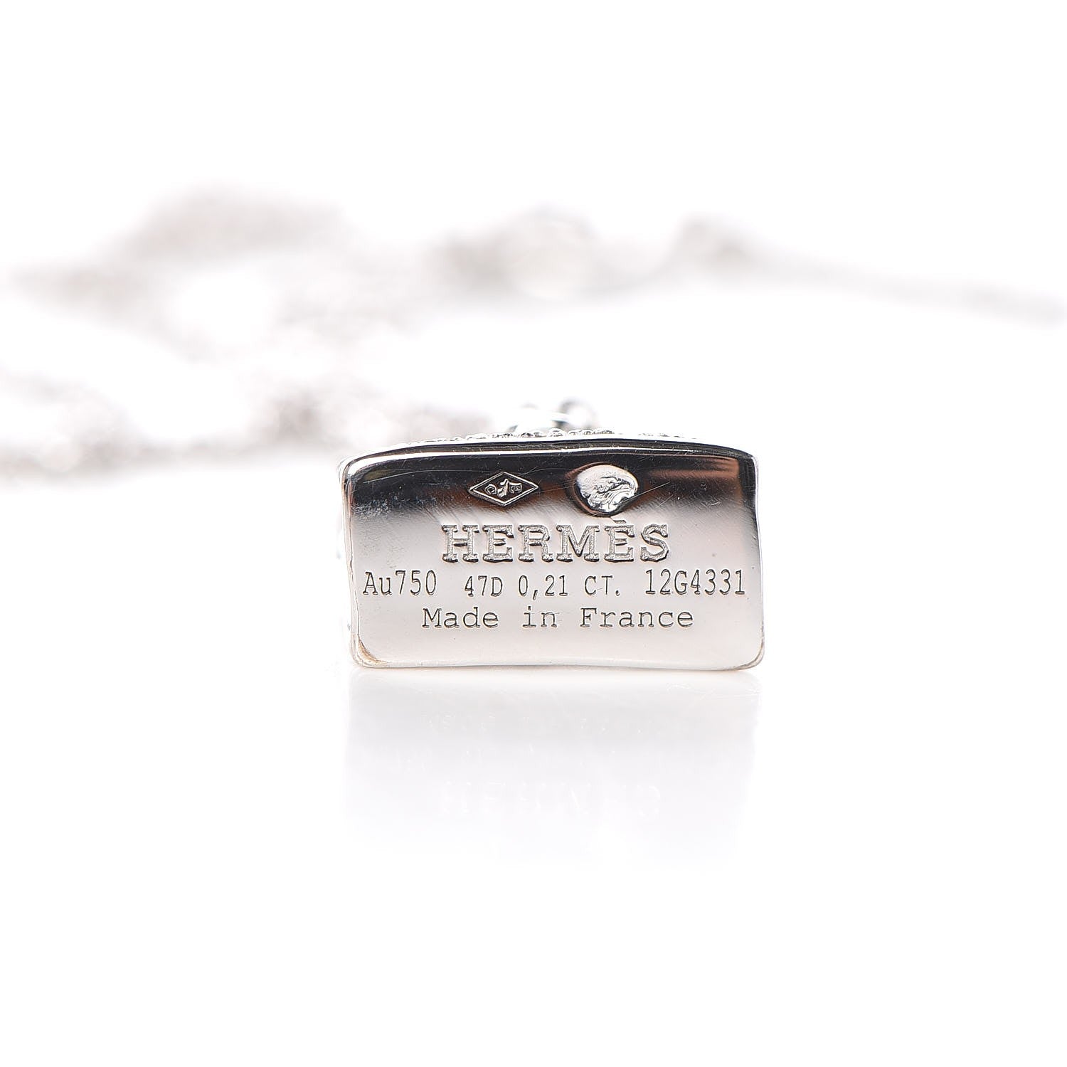 Hermes 18K White Gold Diamond Kelly Amulette Pendant Necklace 5 of 5
