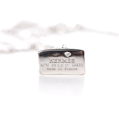 Hermes 18K White Gold Diamond Kelly Amulette Pendant Necklace 5 of 5