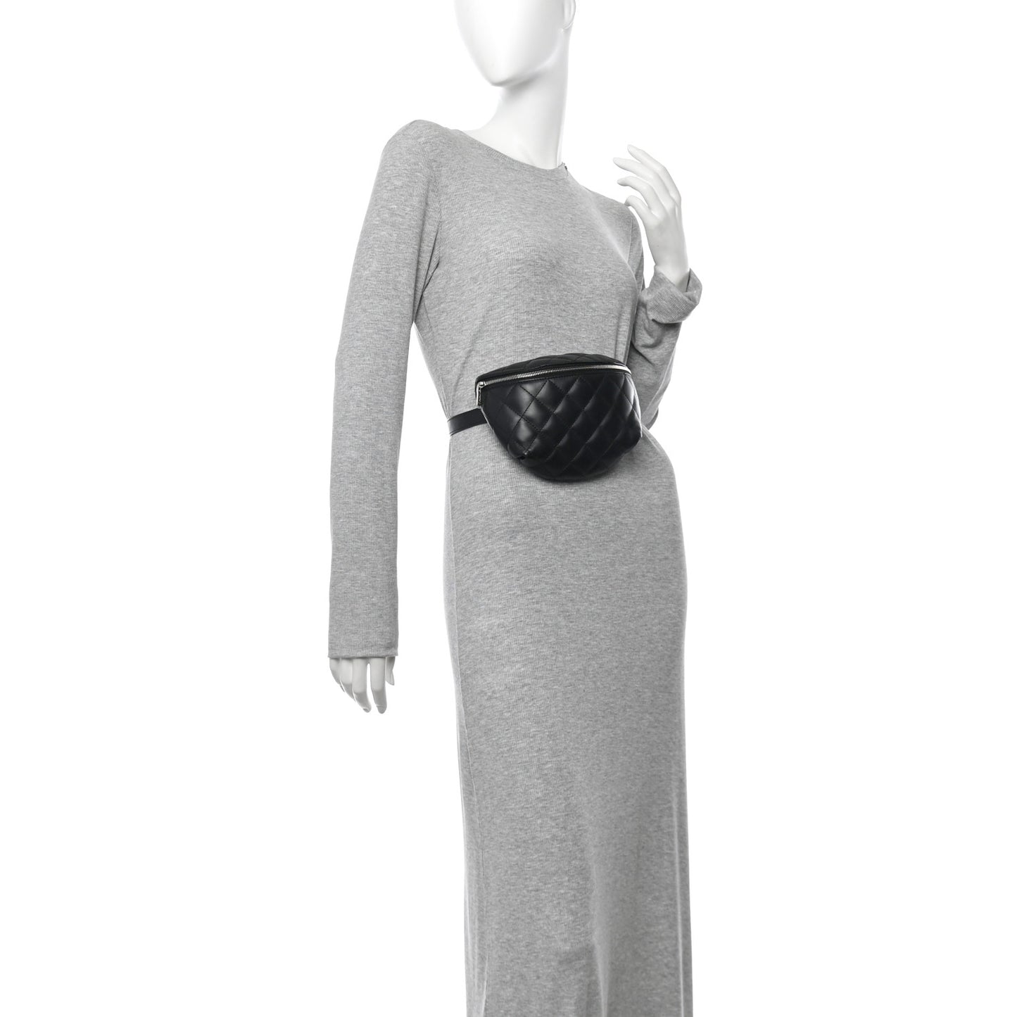 Calfskin Quilted Waist Belt Bag Black