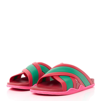 Gucci Rubber Web Womens Criss Cross Slide Sandals 38 Coral New Shamarock 3 of 9