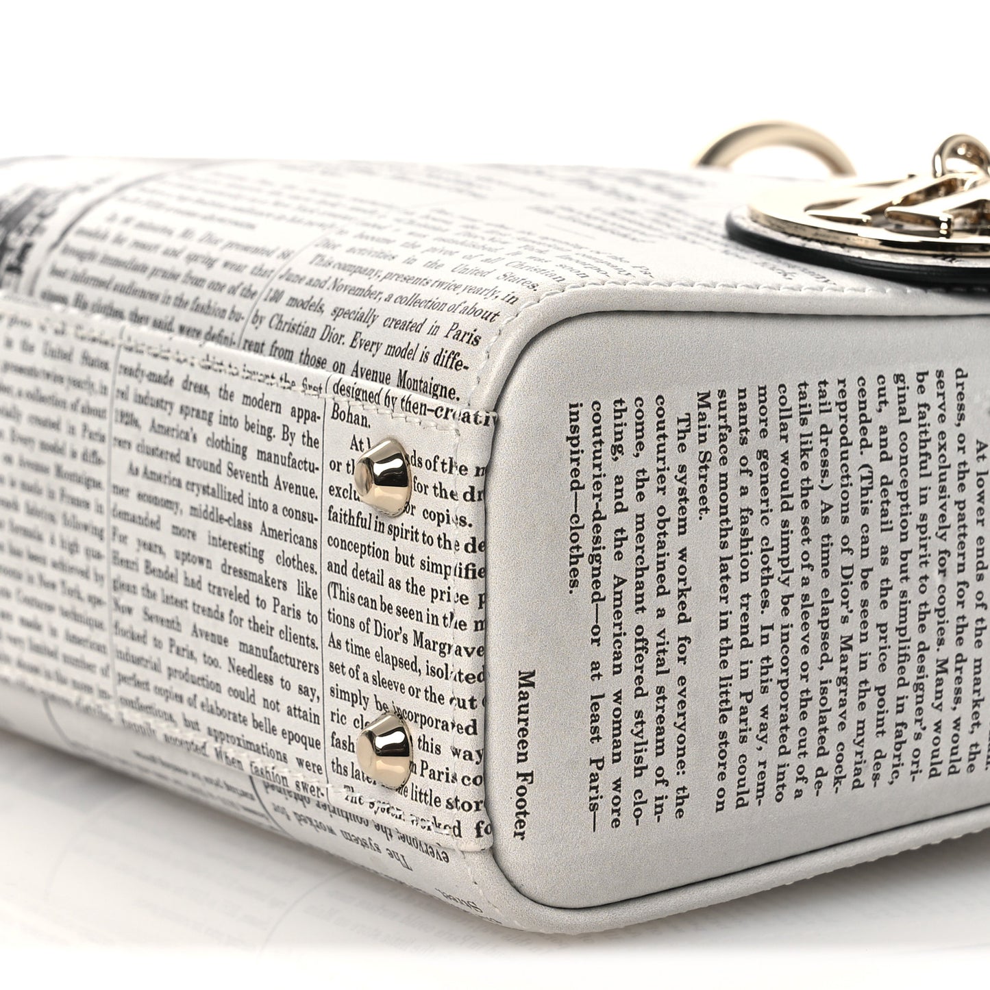 Calfskin Newspaper Printed Mini Lady Dior Black White