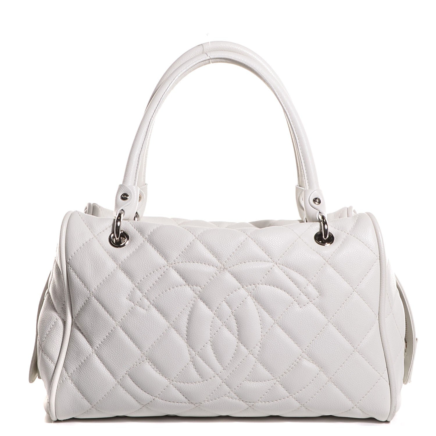 Chanel Washed Caviar Quilted Large Timeless Bowler White 1 of 7