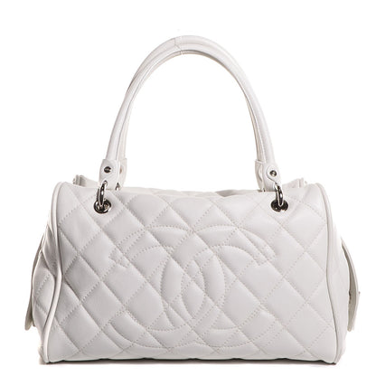 Chanel Washed Caviar Quilted Large Timeless Bowler White 1 of 7
