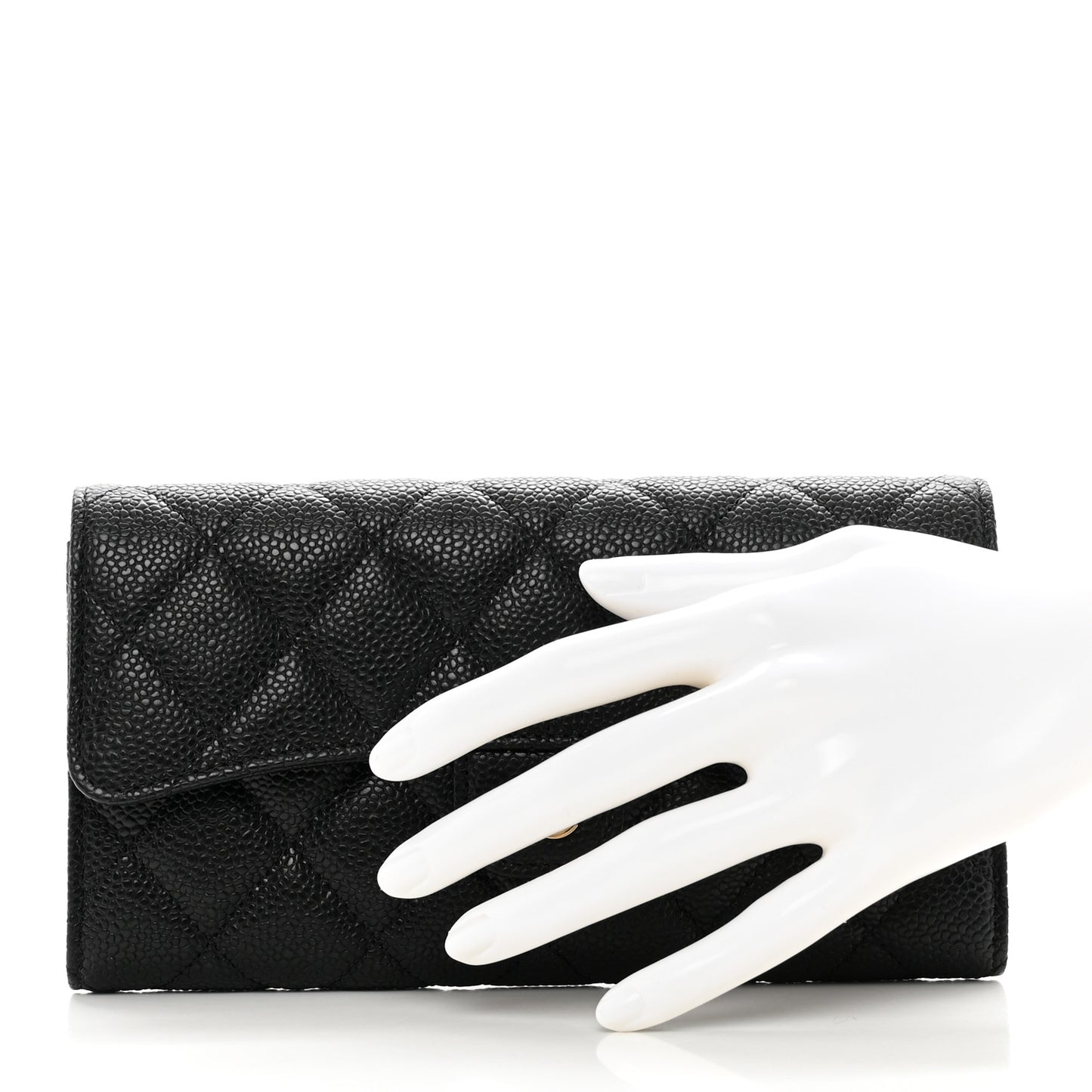 Caviar Quilted Large Flap Wallet Black