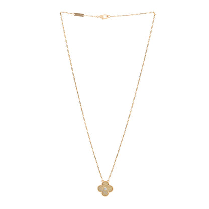 Van Cleef & Arpels 18K Yellow Gold Diamond Yellow Mother of Pearl Vintage Alhambra Pendant Necklace 3 of 5