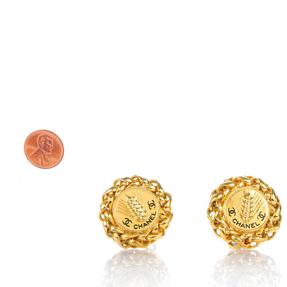 Chanel Wheat CC Clip On Earrings Gold 2 of 5