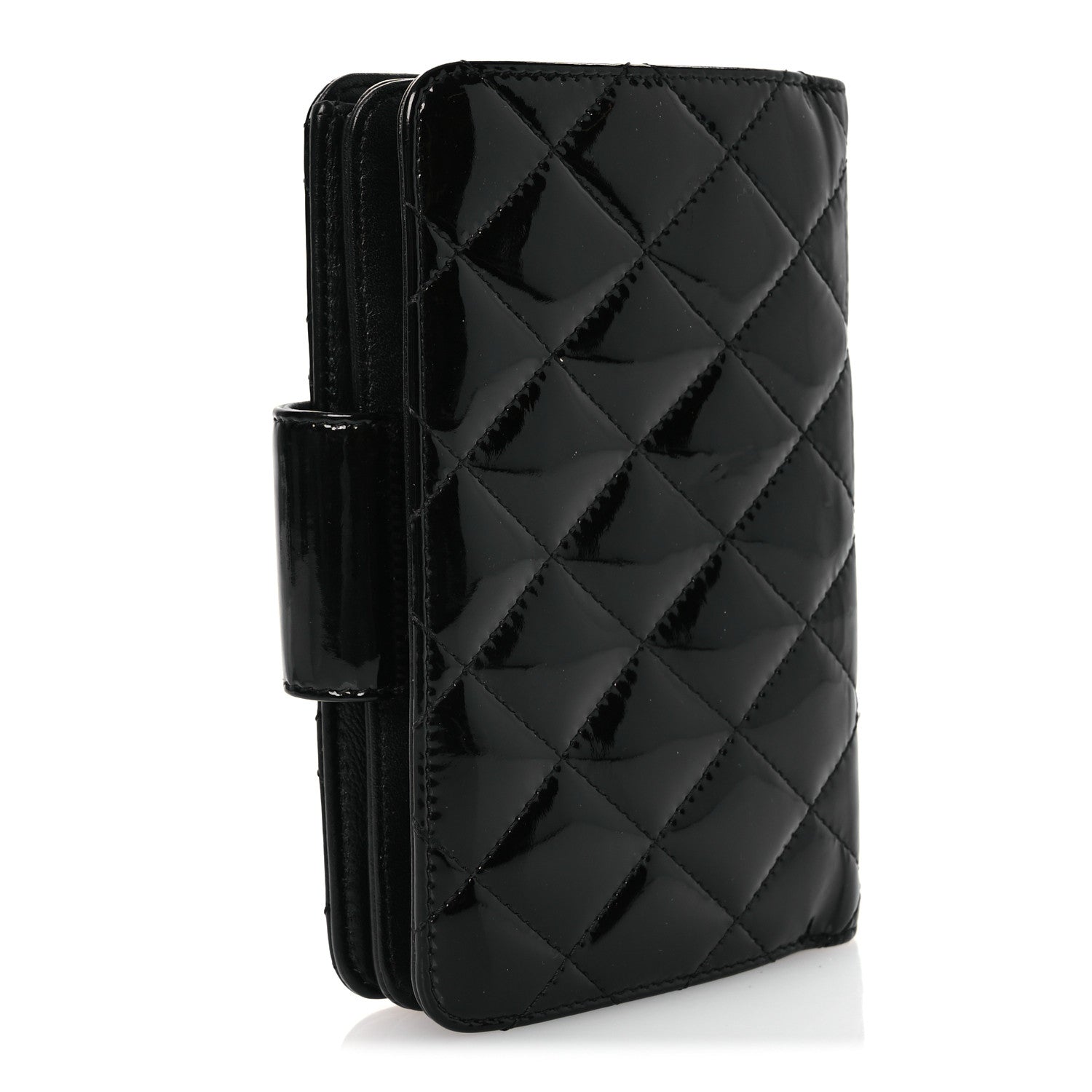 Chanel Patent Quilted Brilliant Zipped Pocket Wallet Black 3 of 11