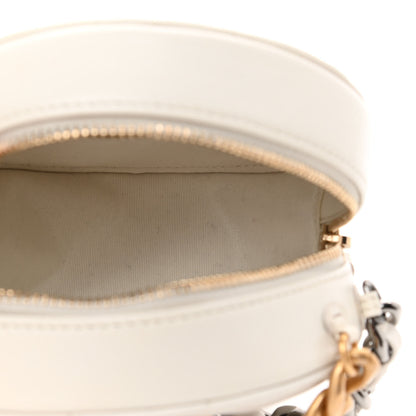 Chanel Shiny Goatskin Quilted Chanel 19 Round Clutch With Chain White 5 of 11