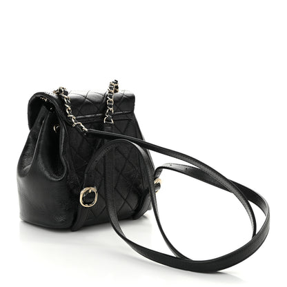 Chanel Glazed Aged Calfskin Quilted Small Duma Drawstring Backpack Black 3 of 11