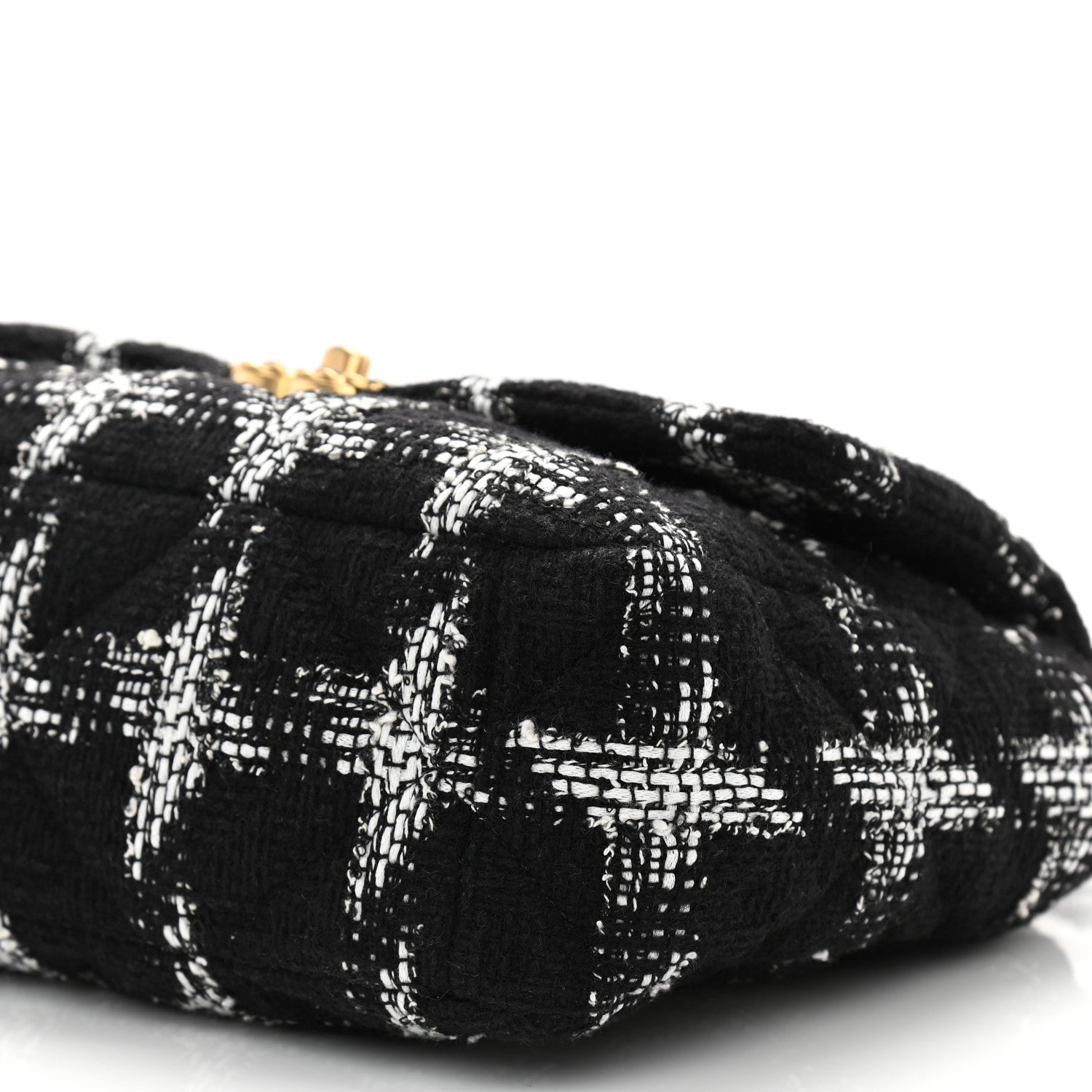 Chanel Tweed Quilted Large Chanel 19 Flap Black White 10 of 11
