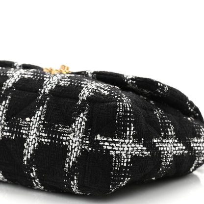 Chanel Tweed Quilted Large Chanel 19 Flap Black White 10 of 11
