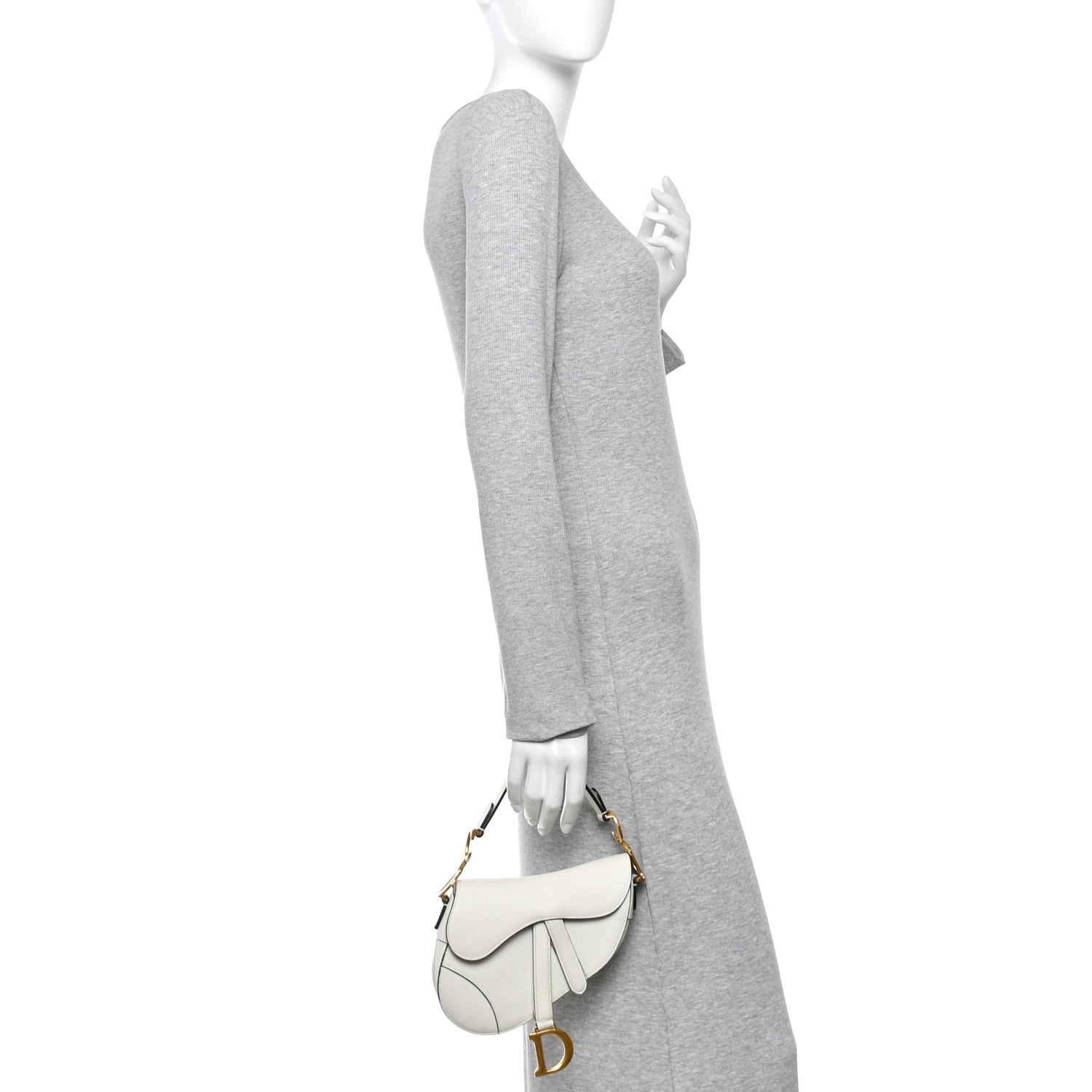 Christian Dior Grained Calfskin Mini Saddle Bag White 2 of 10