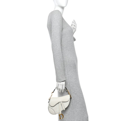 Christian Dior Grained Calfskin Mini Saddle Bag White 2 of 10