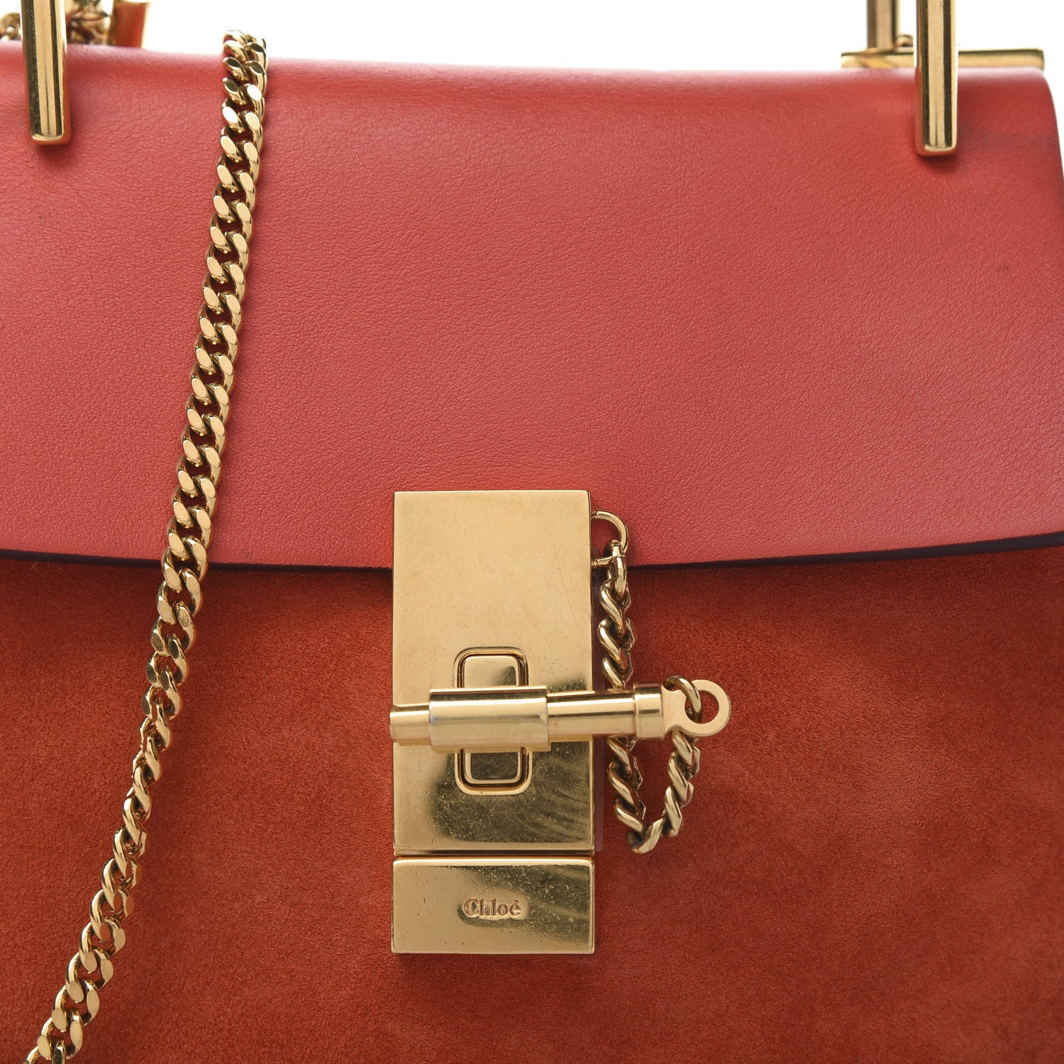 Chloe Lambskin Suede Calfskin Mini Drew Shoulder Bag Poppy 10 of 11