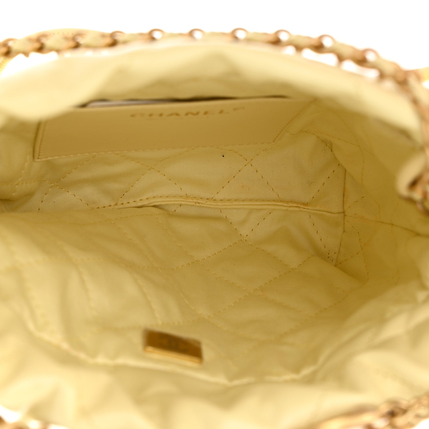 Chanel Shiny Calfskin Quilted Mini Chanel 22 Light Yellow 5 of 11