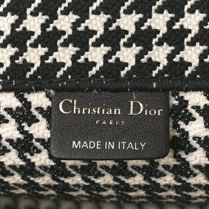 Christian Dior Canvas Houndstooth Embroidered Book Tote Black White 6 of 8