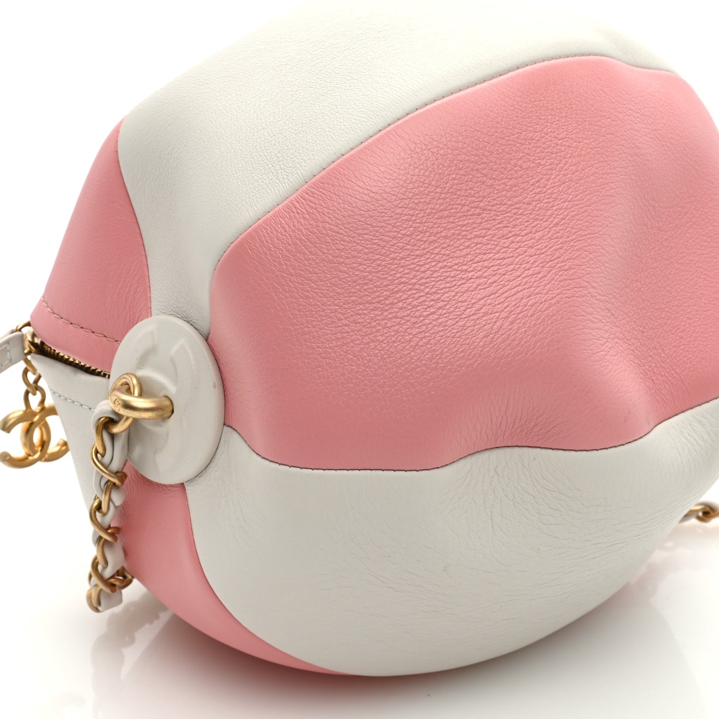 Calfskin Coco Beach Ball Bag White Pink
