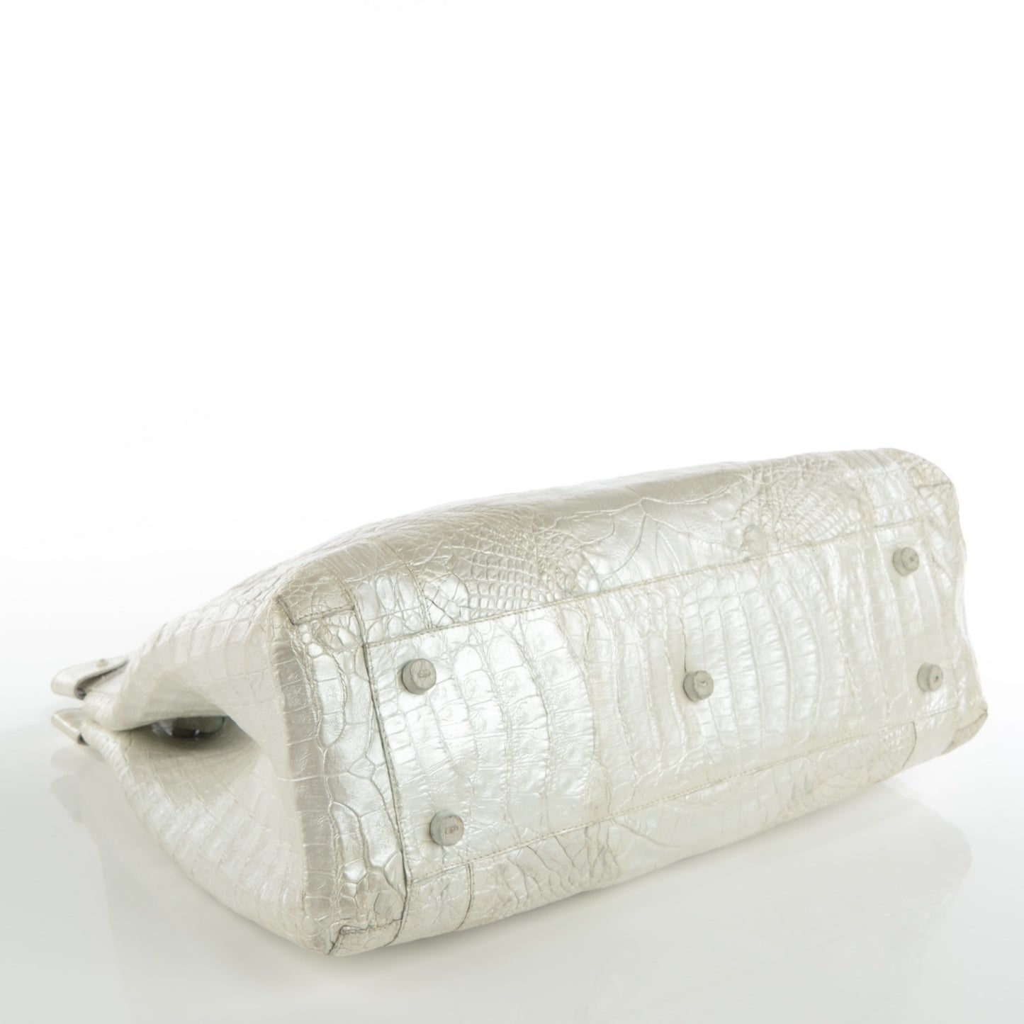 Crocodile Top Handle Bag Silver