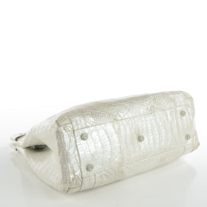 Nancy Gonzalez Crocodile Top Handle Bag Silver 6 of 11