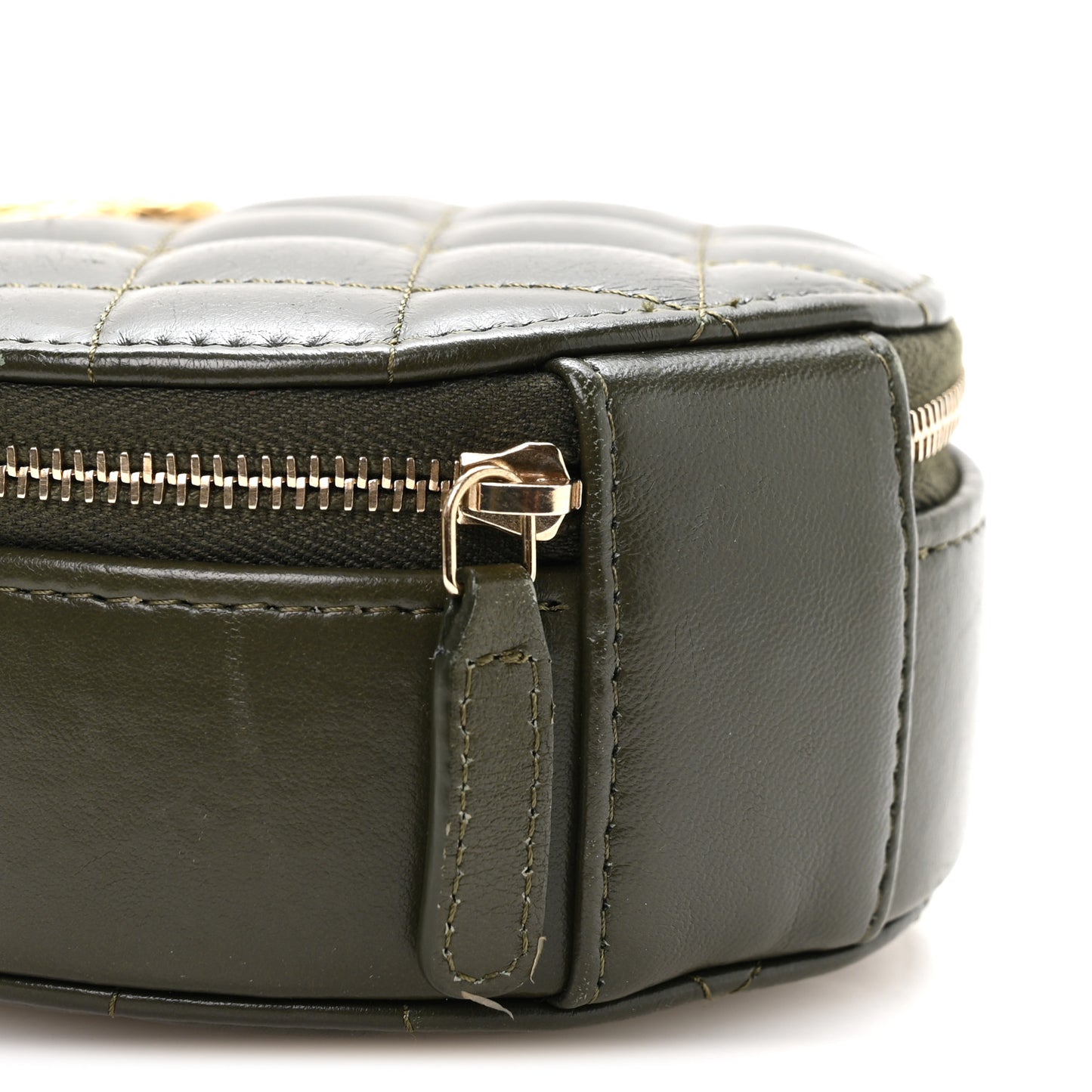 Lambskin Quilted Pillow Crush Round Clutch With Chain Green