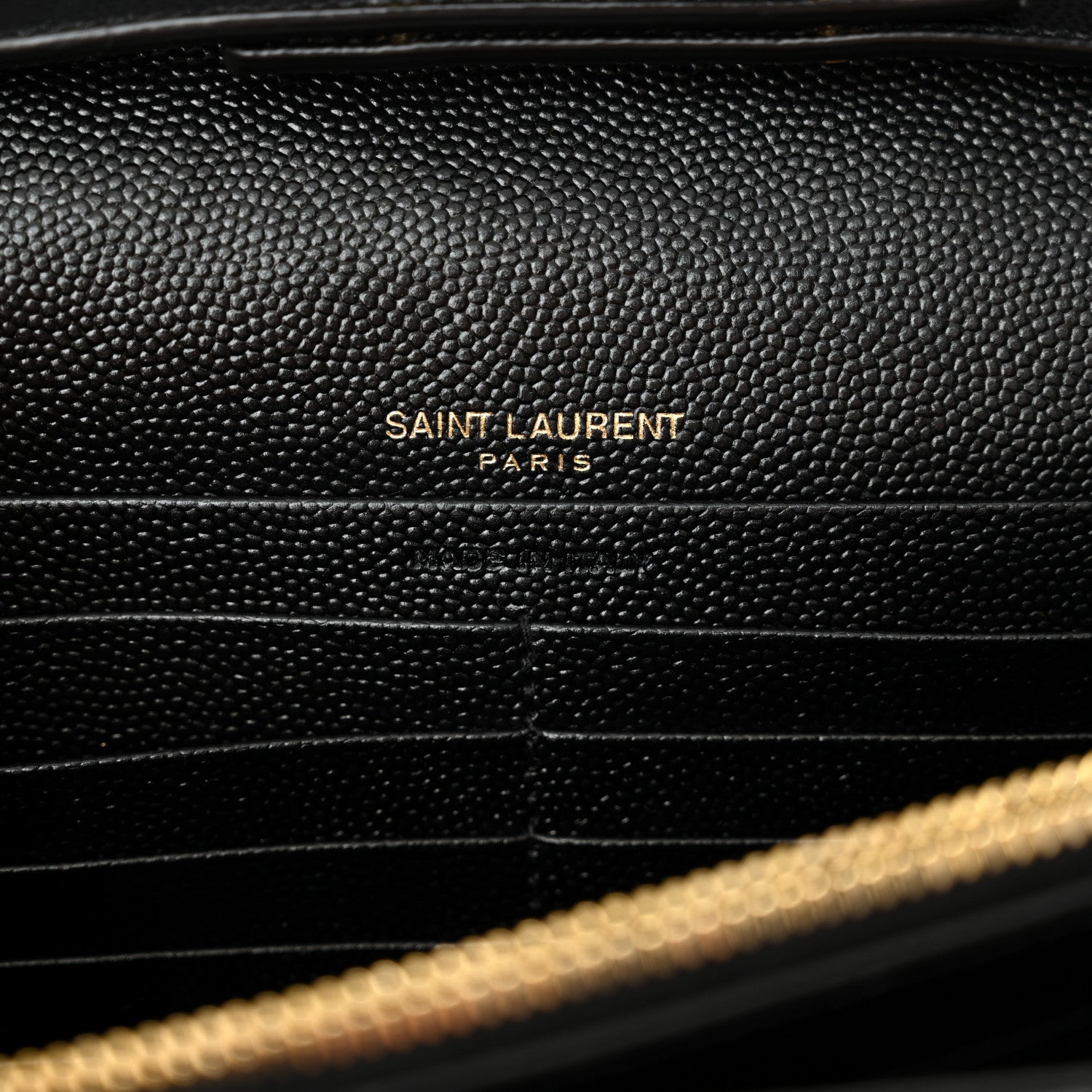 Saint Laurent Grain De Poudre Matelasse Chevron Monogram Chain Wallet Black 6 of 12