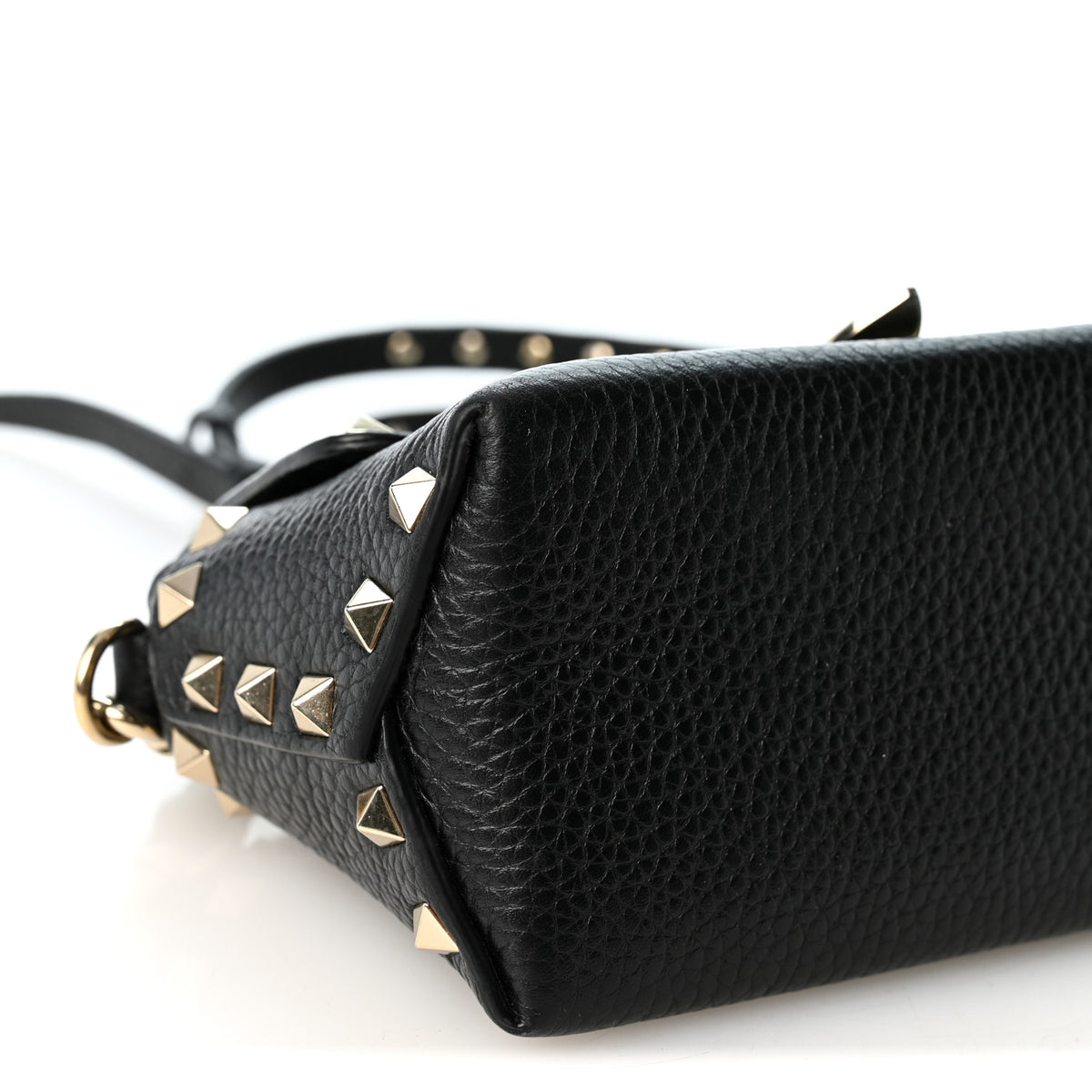 Pebbled Calfskin Mini Rockstud Crossbody Bag Black