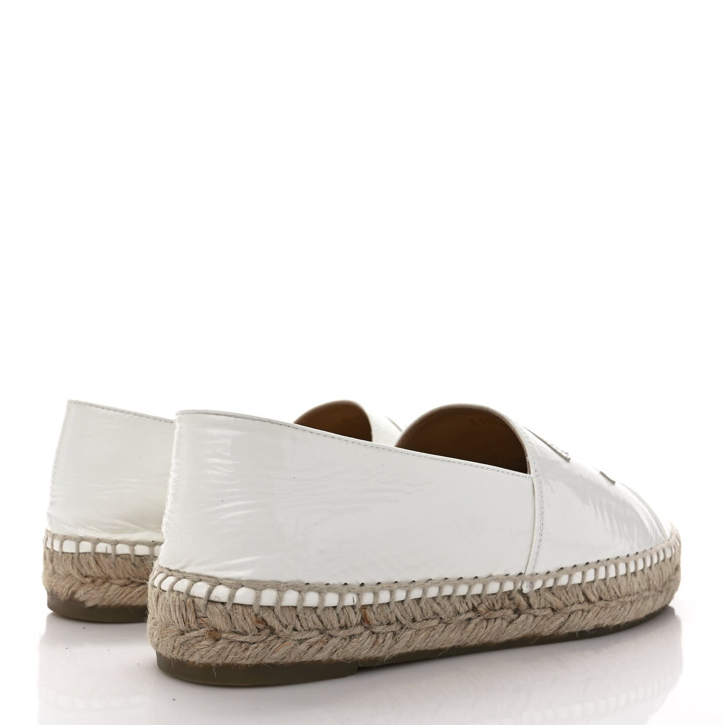 Distressed Patent CC Espadrilles 38 White Silver