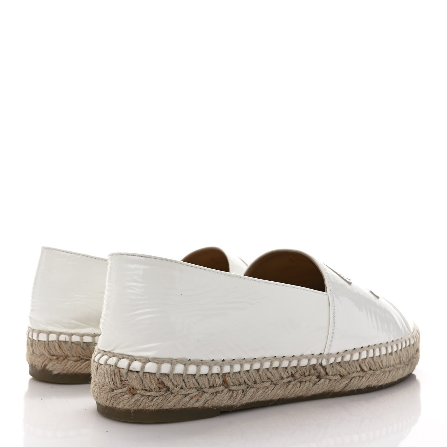 Chanel Distressed Patent CC Espadrilles 38 White Silver 4 of 8