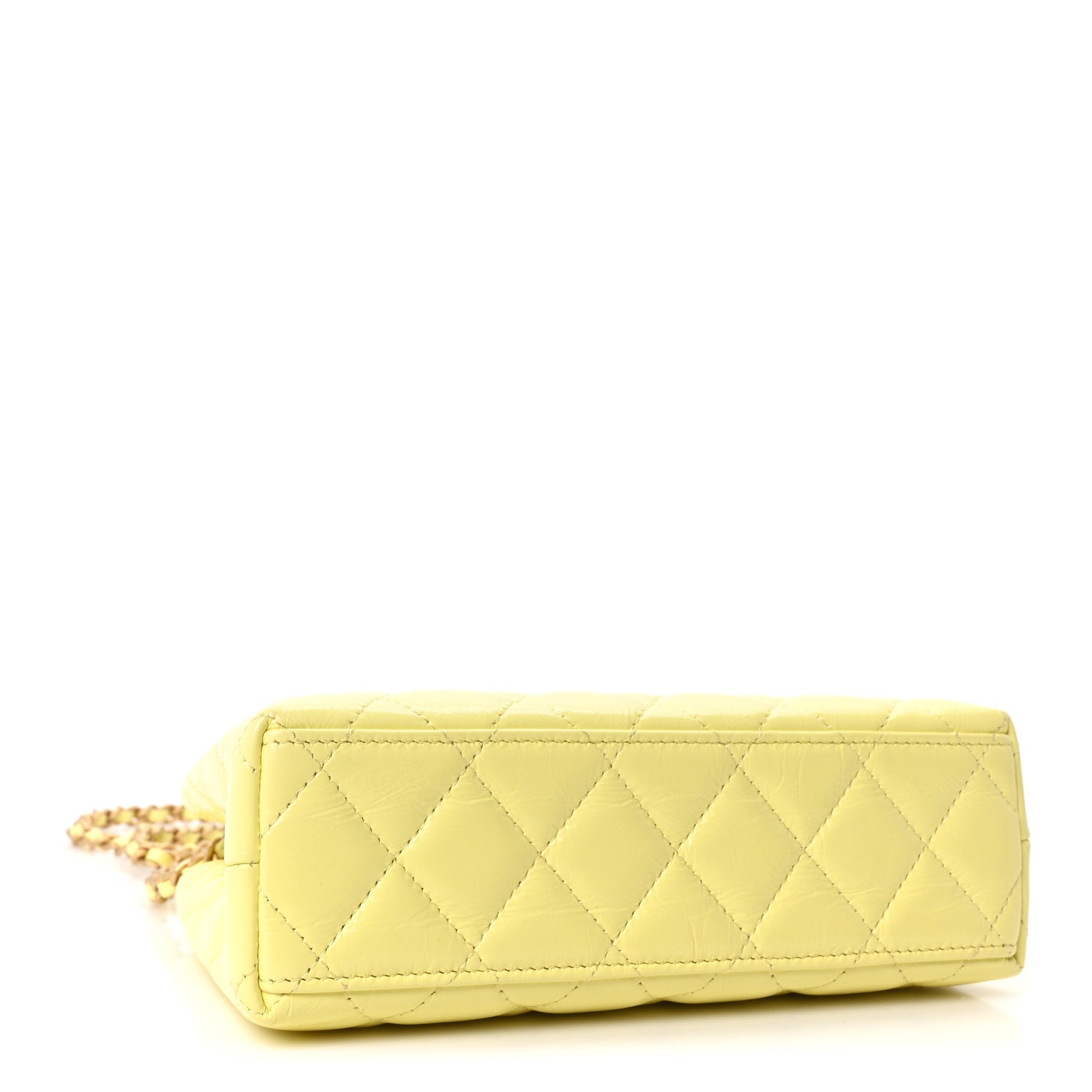 Chanel Shiny Aged Calfskin Quilted Nano Kelly Shopper Light Yellow 4 of 10