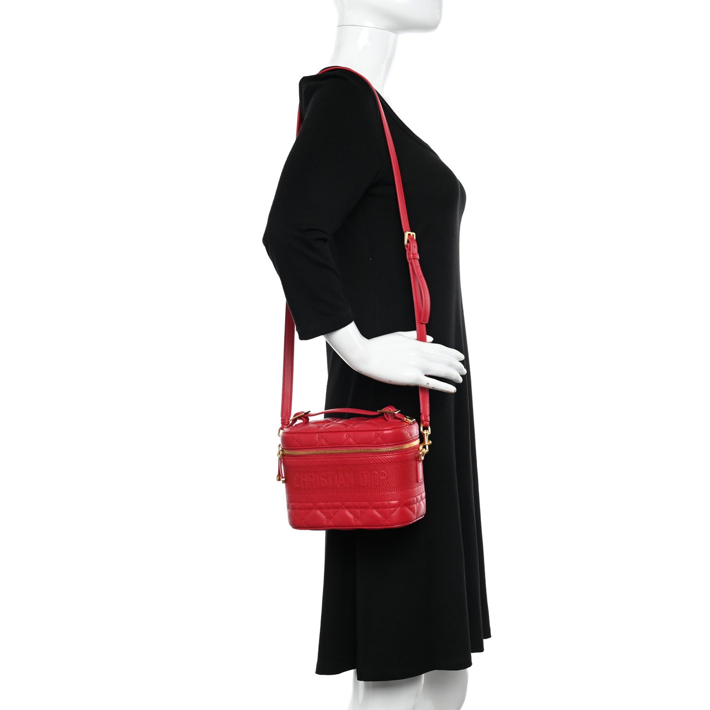 Lambskin Cannage Small Diortravel Vanity Case Red