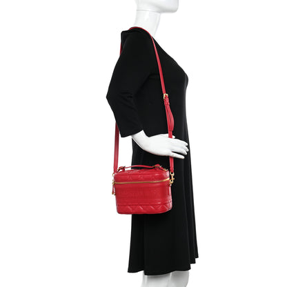 Christian Dior Lambskin Cannage Small Diortravel Vanity Case Red 2 of 9