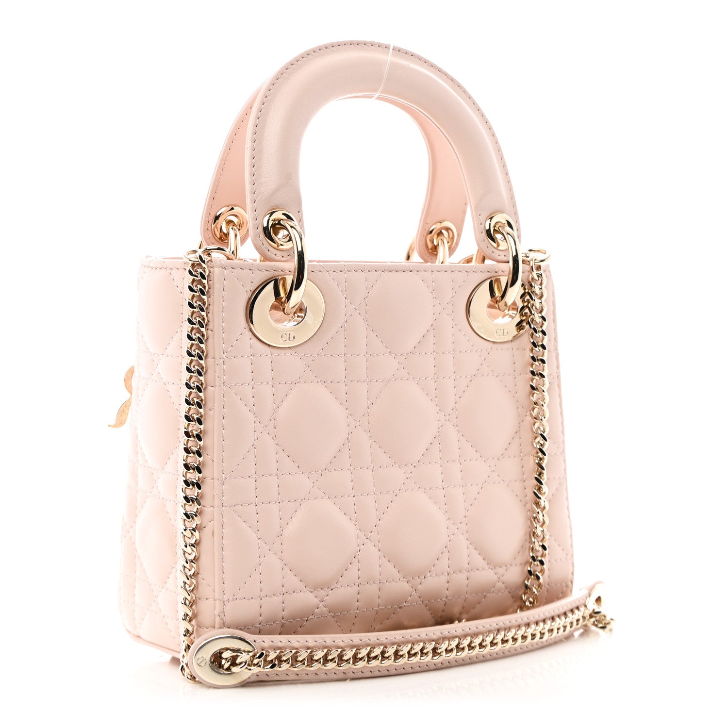 Christian Dior Lambskin Cannage Crystal Mini Lady Dior Powder Pink 3 of 10