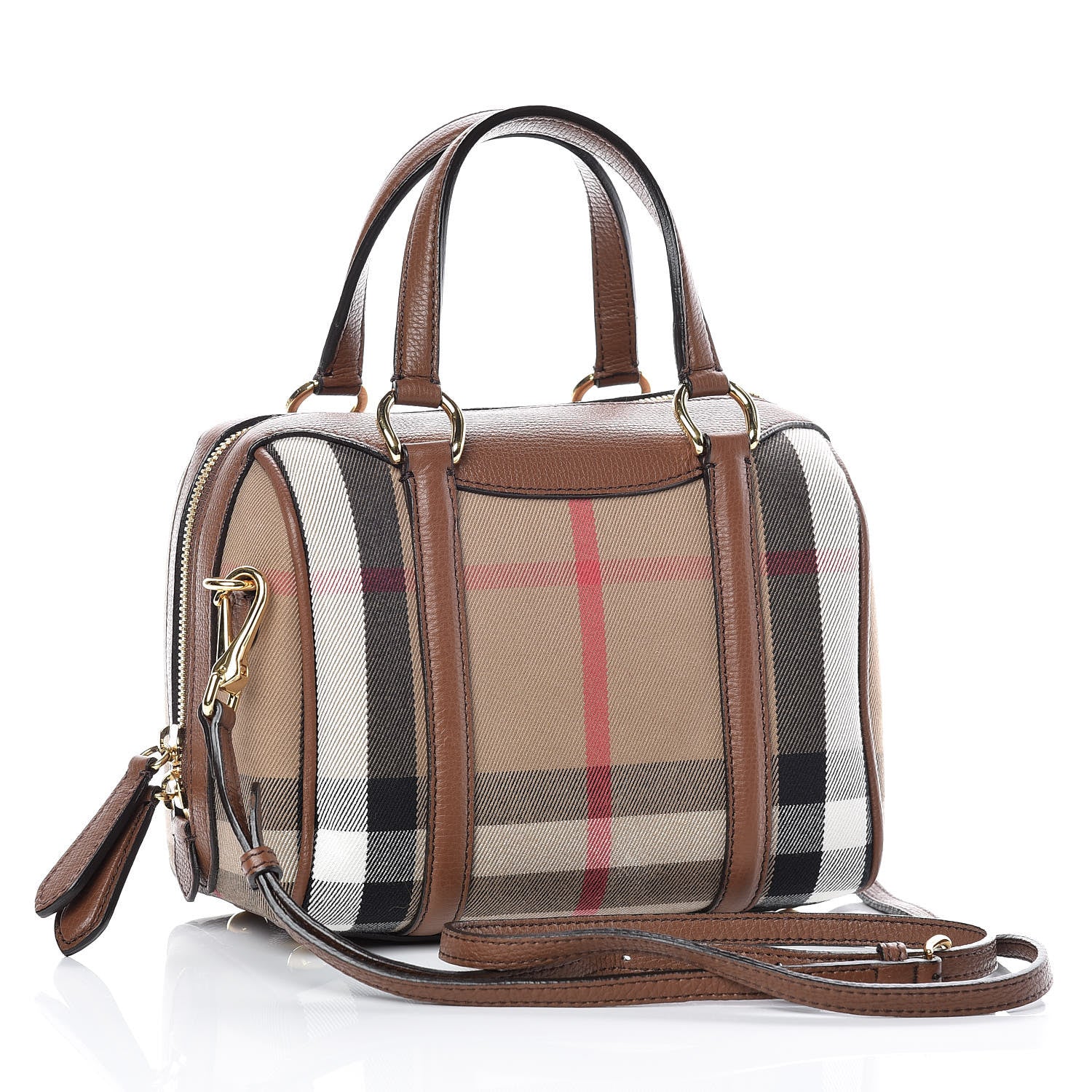 Burberry House Check Derby Calfskin Small Alchester Bowling Bag Tan 4 of 13
