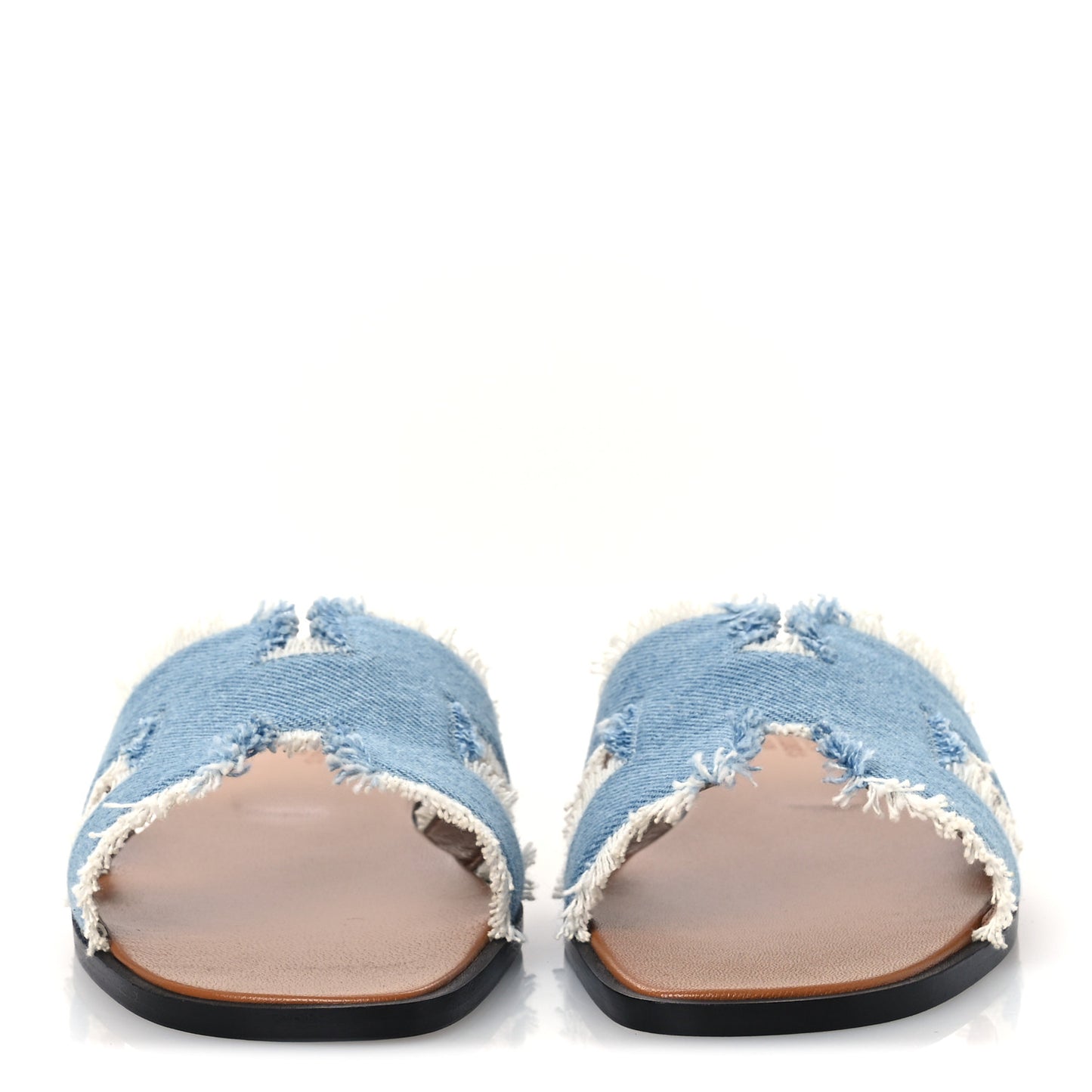 Denim Oran Fringe Sandals 39 Bleu Clair
