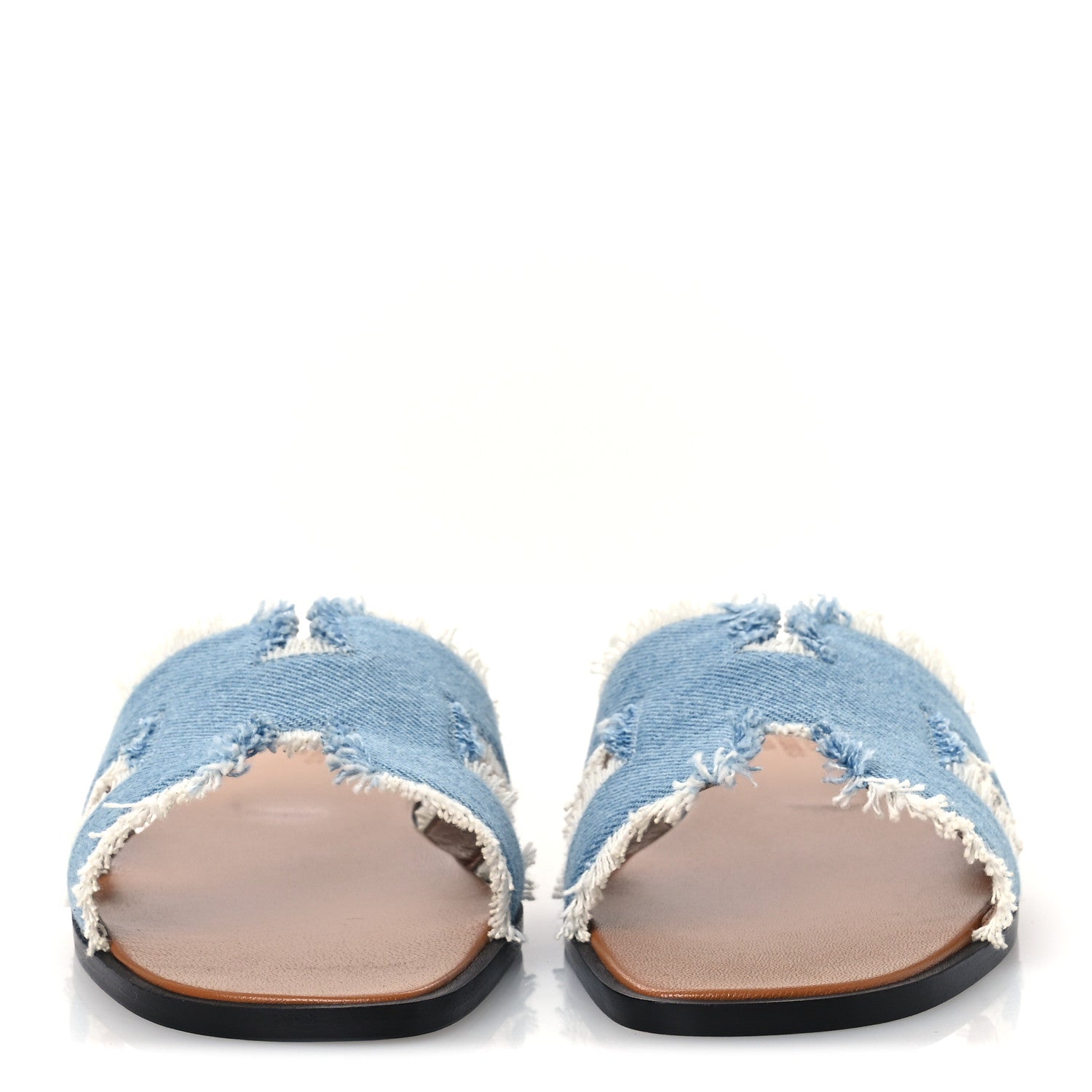 Hermes Denim Oran Fringe Sandals 39 Bleu Clair 3 of 11