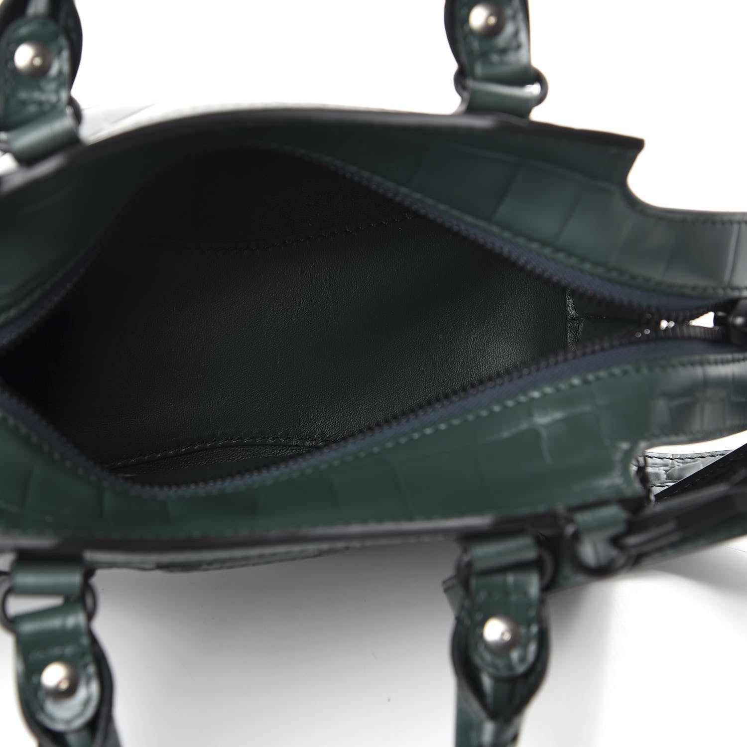 Balenciaga Semi Shiny Calfskin Crocodile Embossed Neo Classic Black Hardware Mini City Forest Green 4 of 8