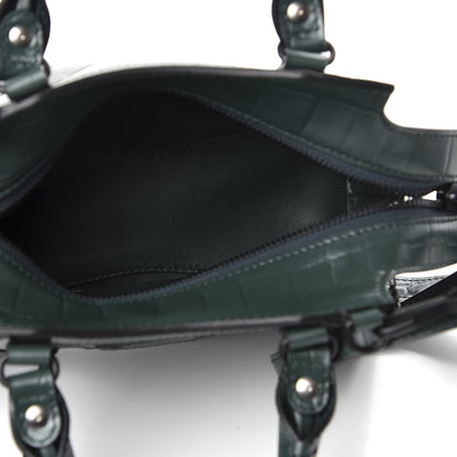 Balenciaga Semi Shiny Calfskin Crocodile Embossed Neo Classic Black Hardware Mini City Forest Green 4 of 8