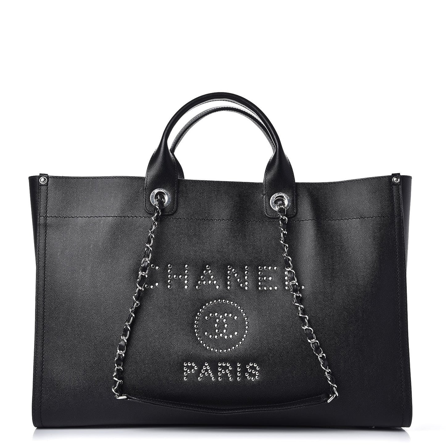 Caviar Extra Large Studded Deauville Tote Black
