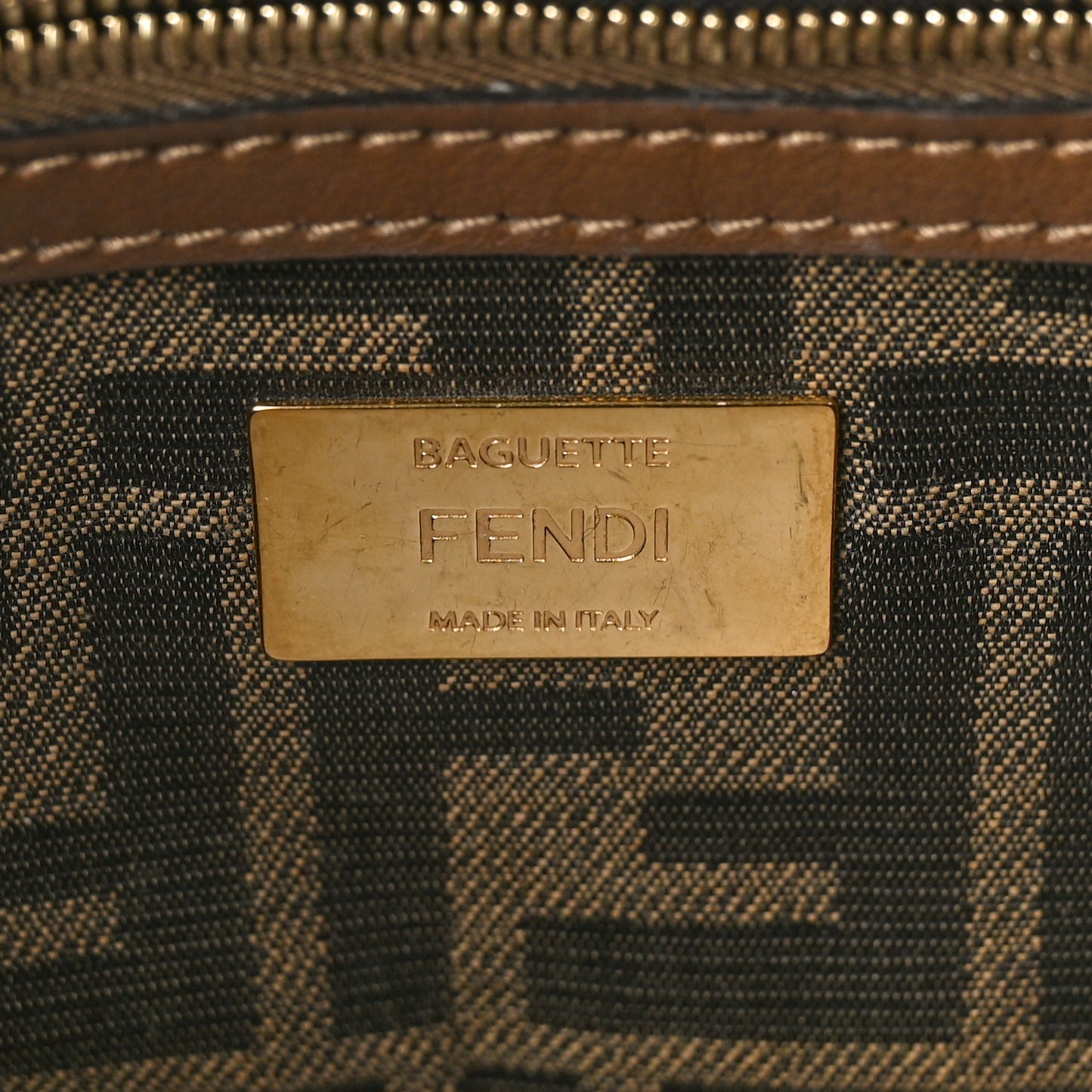 Wool Vitello King Houndstooth FF Embroidered Baguette Beige Moro