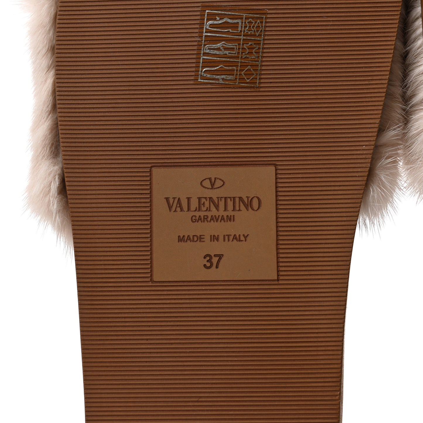 Mink Fur Rockstud Slide Sandals 37 Vapeur