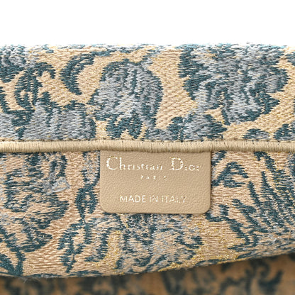 Christian Dior Canvas Embroidered Medium Brocart Book Tote Metallic Blue 6 of 8