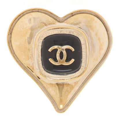 Chanel Metal Enamel CC Heart Brooch Gold 1 of 5