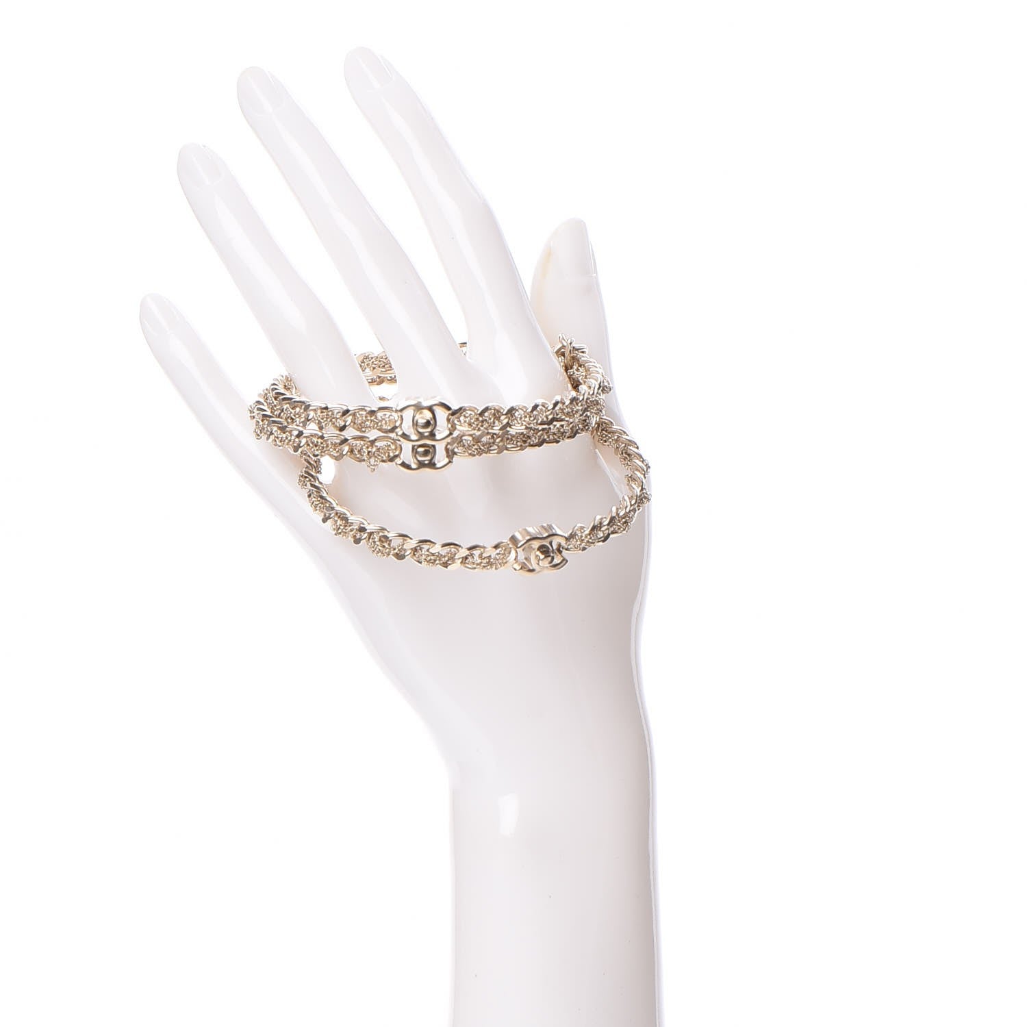 Chanel Chain CC Bangle Bracelets Set of 3 Gold M 2 of 5