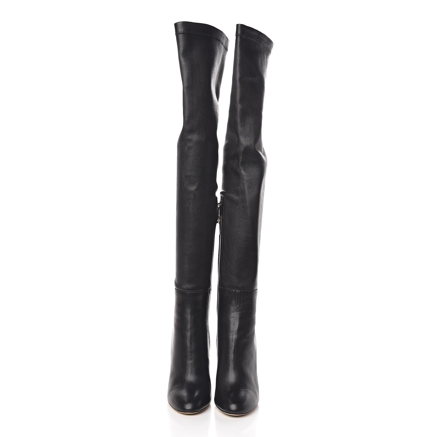 Jimmy Choo Calfskin Stretch Nappa Turner Knee High Boots 36.5 Black 2 of 9